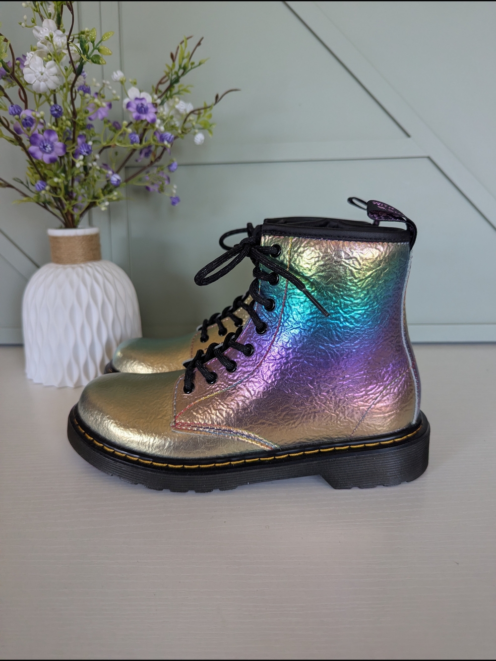 Dr. Martens Women's Iridescent Lace-Up Ankle Boots - Picture 5 of 11